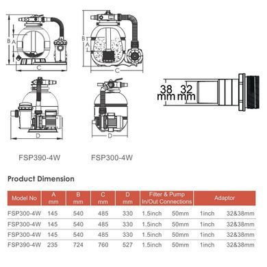 Фильтрационная установка для бассейна Emaux FSP300-ST20 (3 м3/ч, D300)