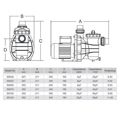 Насос для бассейна Emaux SS033 (220В, 7 м3/час, 0.33HP)