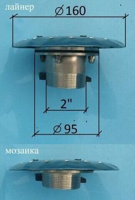 Форсунка заборная 2" для бассейна из нержавеющей стали, производство Украина