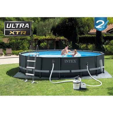 Каркасний басейн Intex 26326 ULTRA XTR (488х122 см) з пісочним фільтром, драбиною та тентом