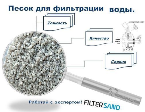 Песок кварцевый Filtersand 0.8 - 1.2 мм (Украина), мешок ПП 25 кг
